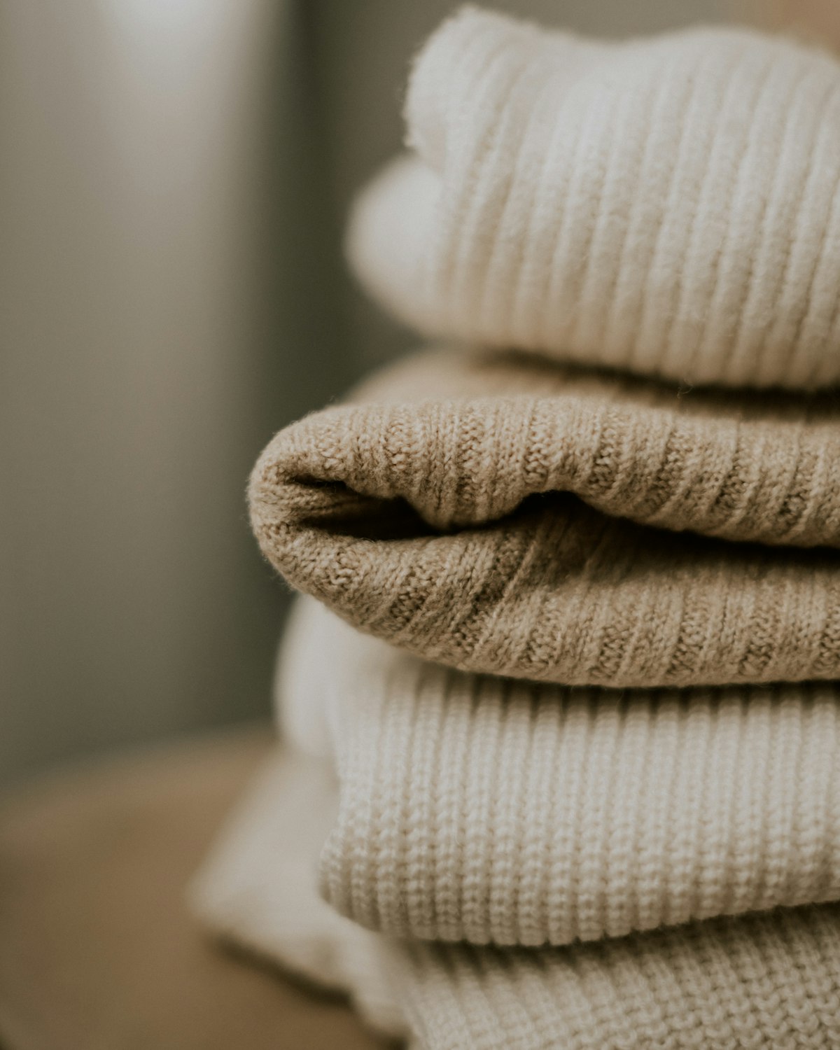 Moss green cotton waffle knit pullover with a dropped shoulder and crew neck